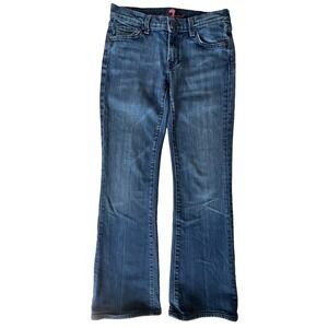 VTG 7 For All Mankind Bootcut Flare Jeans Sz 27 Y2K Pink Ribbon USA Made
